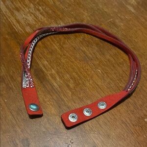 Red Snap Bracelet with Silver Accents